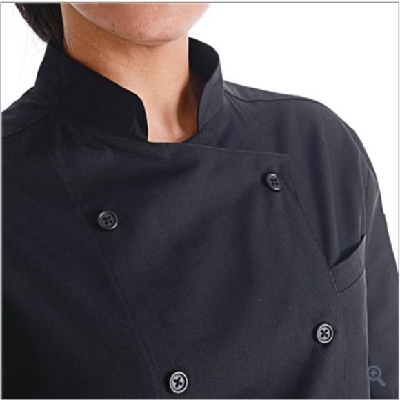 NEW IN PACKAGE UNISEX CHEFWEAR AMBITION LONG SLEEVE CHEF COAT SIZE LARGE BLACK - Picture 3 of 5